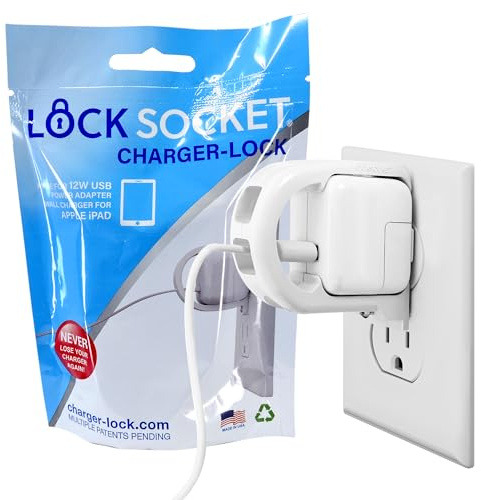 Lock Socket Charger Lock12W Anti-Theft & Child-Safe Phone Charger Lock System for Apple iPhone 16/15/14/13/12/11/ X/MAX/XR/ 8/6/7/ XS, iPad, iPod Touch, and Others. Made in USA.