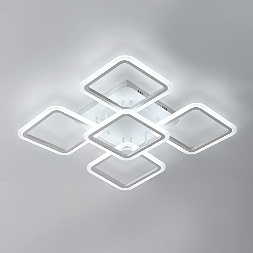 Osairous Lampadario Soffitto LED, 60CM Diametro Plafoniera LED in Acrilico, 70W Lampada da soffitto Moderno Paralume Quadrato per Soggiorno Camera da Letto Bianco Freddo 6500K, 4086lm