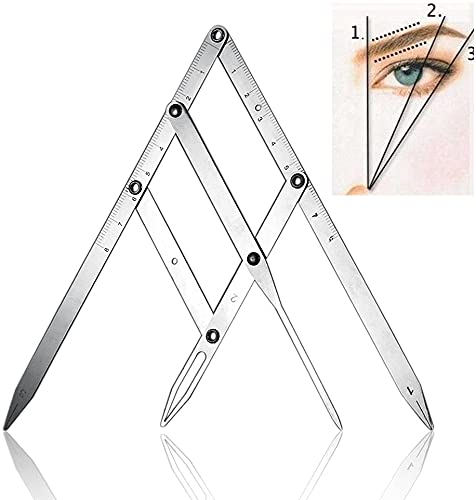 Namvo Règle de tatouage pour sourcils - En acier inoxydable - Pliable - Pour microblading permanent - Pochoir réutilisable