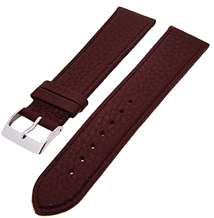 Uhrenarmband Kalbsleder flach mit Naht Stegbreiten 18mm - 22mm Dornschließe (Bordeaux, 18mm)