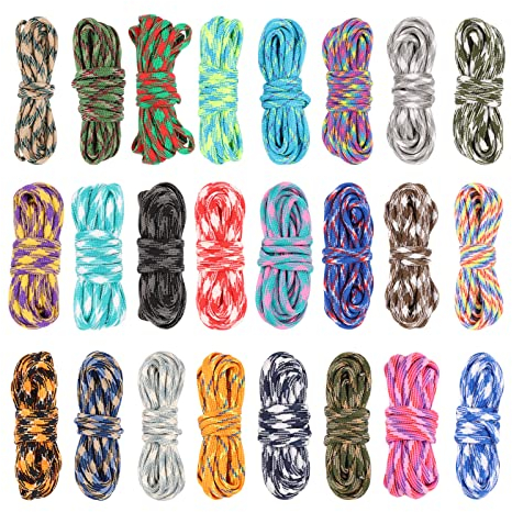 Hileyu 24 Pcs Coloured Rope Paracord Cord 550 Multifunction Paracord Ropes Paracord Cord Parachute Cord 4mm Parachute Cord Bracelet Kits Parachute Cord Bracelet Making Set