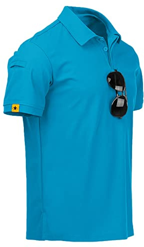 ZITY Mens Polo Shirt Short Sleeve Sports Tactical T-Shirt Athletic Golf Polos Daily Casual Stylish Collared Shirts for Men Bluegreen 3X-Large