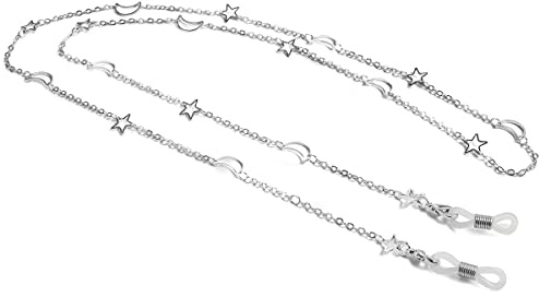 DNLKWGO Pentagramm-Brillenkette, Sonnenbrillenketten mit Stern und Mond, Lesebrillenhalter für Damen
