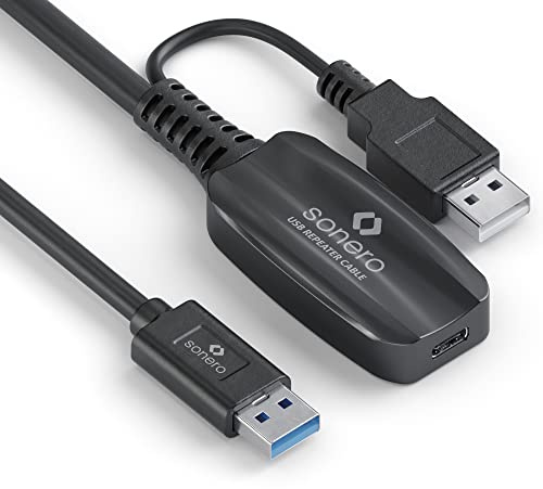 Sonero USB 3.2 Verlängerungskabel 5GB/s A Stecker C Buchse 10m Schwarz | USB-C Stecker auf USB-A Buchse für Drucker, Webcams, VR-Geräte, Festplatten, Konsolen und weitere USB-C Geräte.