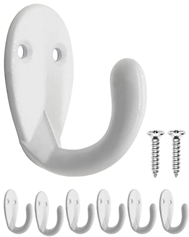 Fuxxer 6x Klassische Eisen-Haken, Garderoben-Haken, Kleider-Haken, 6er Set, weiß