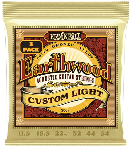 Ernie Ball Earthwood Custom Light 80/20 Bronze Akustik-Gitarrensaiten, 3er-Pack, Stärke 11.5-54