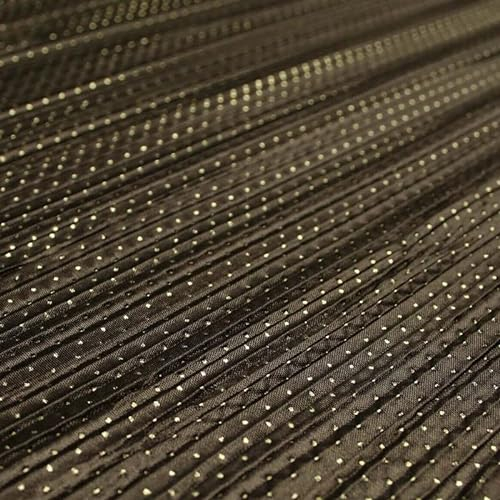 Schwarz/Braun/Metallic/Gold, Plissee-Satin-Stretch-Kleiderstoff, 147,3 cm, Braun 5426