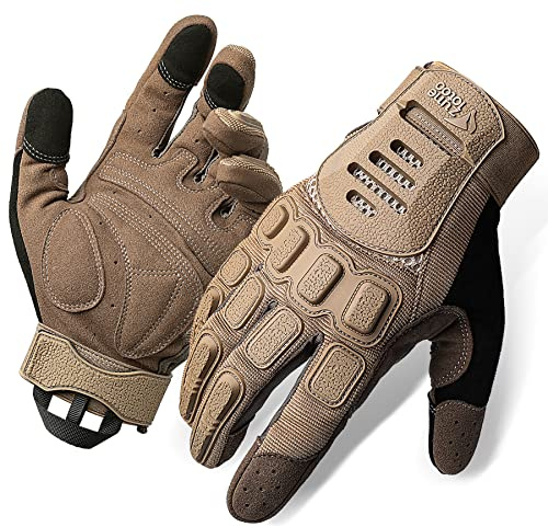 Zune Lotoo Airsoft Handschuhe, Taktische Handschuhe mit Hoher Mobilität und 3-Finger-Touchscreen, TPR-Aufprallschutz Stoßdämpfende Paintball Gloves für Klettern Airsoft Outdoor