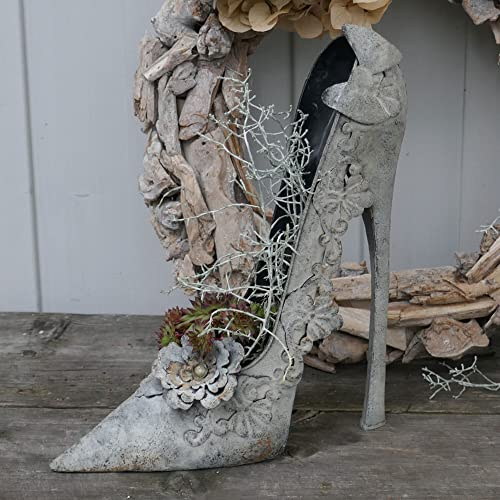 Storm's Gartenzaubereien Deko Schuh aus Metall - 30x25x10 cm - High Heel Pumps für Garten - Geschenk für Schuhliebhaber - Pflanzgefäß Sukkulenten - Gartendeko