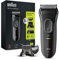 Braun Series 3 Rasierer Herren, 3-in-1 Elektrorasierer, Barttrimmer mit 5 Kammaufsätzen, Wet&Dry, Geschenk Mann, Made in Germany, 3000BT, schwarz/grau
