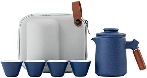 LeGDOr Tetera Juego de té de cerámica con Filtro Incluye 1 Olla 4 Tazas Tetera Tetera de Viaje portátil Juegos de té de Oficina Vasos