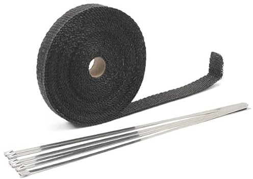 WEbjay Exhaust Wrap Thermal Tape For Exhaust Wrap Insulator Glass Wool Insulation 5cm*5M 10M 15M 20M Fiberglass Resistant Stainless Ties Exhaust Heat Wrap (Color : 5x10 Black)