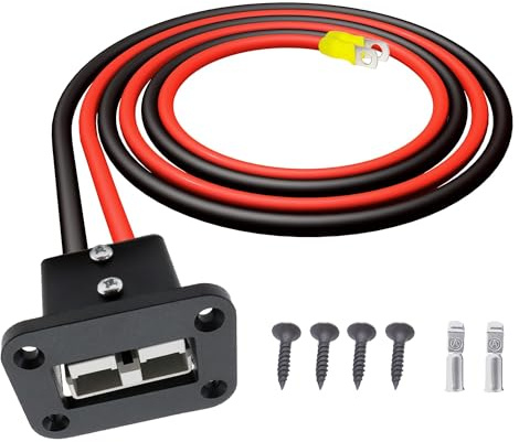 HISports 50A Flush-Mounted Mounting Frame with Anderson Connector | with O-Ring 10AWG 50 cm Cable Charging Plug for Car Motorhome Caravan Motorcycle Boat