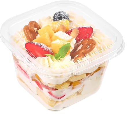 Wubushan Monoporzione per Dolci, 50Pcs Coppette Plastica Dessert 360ml, Finger food con coperchio, Tazze da dessert trasparenti peril Gelato, Mousse, Tiramisù