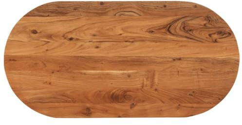 vidaXL Tischplatte, Holzplatte Holztischplatte Oval, Möbelplatte Platte für Beistelltisch Bartisch, Massivholzplatte Schreibtischplatte Ersatzplatte, 120x60x3,8cm Massivholz Akazie