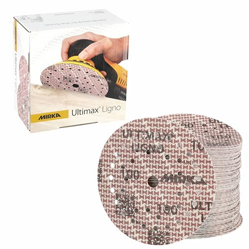 Mirka Schleifscheiben Ultimax Ligno Ø 125 mm Klett Multifit 100er Set | Multi-Lochung für effizientes Staubabsaugen ideal zum Schleifen von Holzoberflächen hohe Kornqualität für feine Ergebnisse