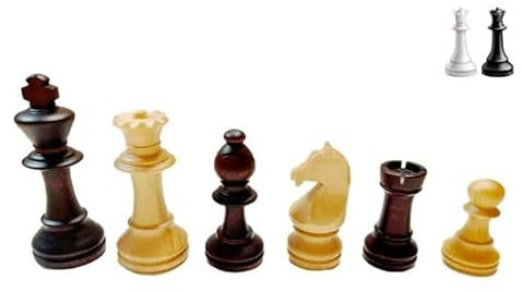 Piezas de ajedrez Europa plomadas competición - Tamaño 4, Color Caoba, Acabado Mate, Ideal para Aficionados y Clubes, Piezas de ajedrez para niños y Adultos, Piezas de ajedrez