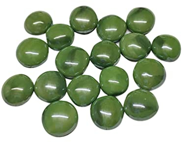 Mosaikfliesen 100 g transparente Glasmosaikfliesen, runde, flache Perlen for Kunsthandwerk, dekorative Glassteine ​​für die Mosaikherstellung Glasfliesen(Color:Green)