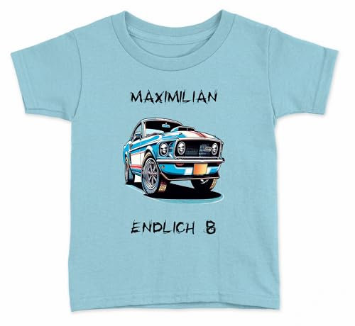 Personalisiertes Bügelbild Auto 8 für einen Besonderen Menschen in Ihrem Leben zum selber Aufbügeln mit Wunsch Namen Text Junge Mann UNISEX Transfer Geburtstag Geschenk Vater Sohn Oldtimer Mustang