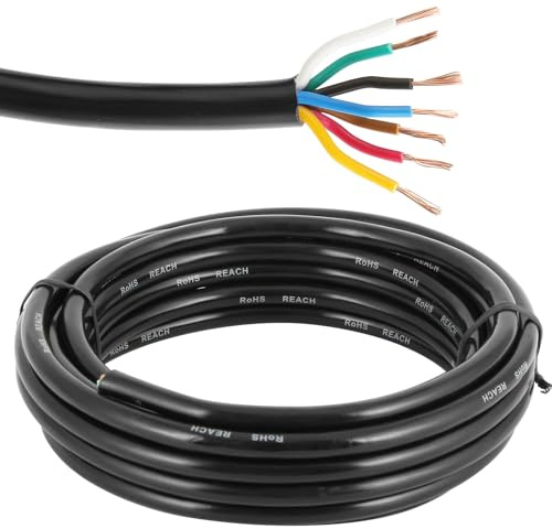 ETUKER Cable de Remolque 7 Polos 5M 7x0.5mm² Cable Vehículo 7 Hilos Ronda Cable Eléctrico 7Núcleos para Pilotos Remolque