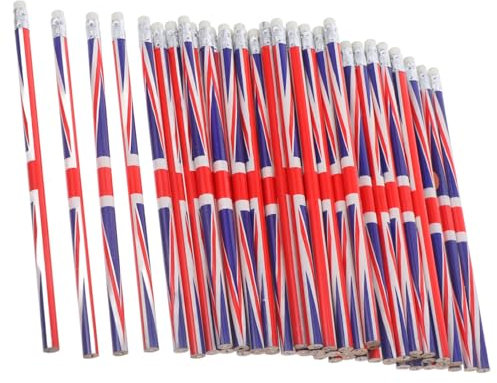 GRADENEVE 60 Stück Bleistifte mit England-flagge Mehrzweck-schreibbleistifte für Studenten Künstler Holzbleistifte Radiergummi
