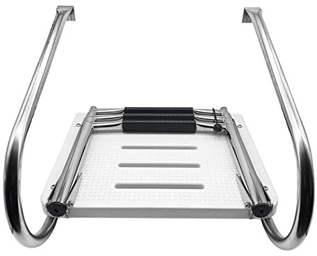 Échelle de Bateau Ponton à 3 marches, échelle de Bateau télescopique en Acier Inoxydable avec Plate-Forme de Bain en Fibre de Verre pour Piscine, escabeau de Quai de Ponton avec 2 Mains et 3