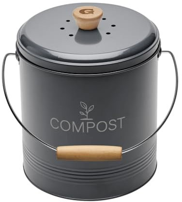 Compostador de cocina de metal con filtro y cubo de plástico de 4.5 litros