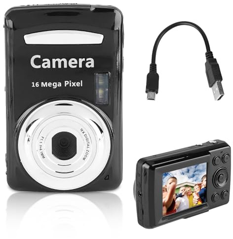 Tissting Videocámara Digital HD, Cámara de Video Compacta con Zoom Digital 16X, Pantalla LCD 2.4 Pulgadas, Visión Nocturna y Grabación en Bucle para Viajes y Momentos Espontáneos