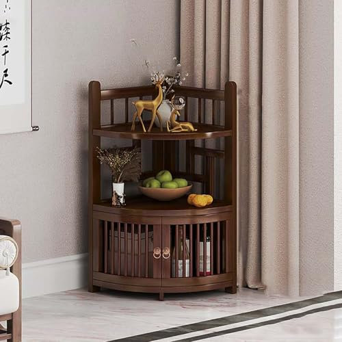 Eckschrank mit gebogenem Profil, für Wohnzimmer, platzsparend, antikes Porzellanschrank mit kleinem Sideboard-Design (72 cm)