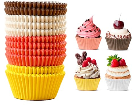 Pirottini Carta Cupcake Forno Cottura - 400 pezzi Stampi in carta kraft Bowknot per muffin Dessert Matrimonio Festa di compleanno, Resistenza alle alte temperature, 4 colori