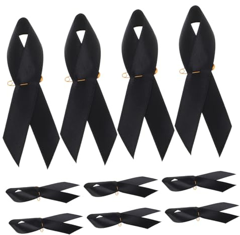 Warmhm 50 Stück Schwarze Trauerschleife mit Sicherheitsnadel aus Polyester in Klassischem Schleifendesign für Beerdigung und Erinnerungstag Glatt und Einfach zu Tragen