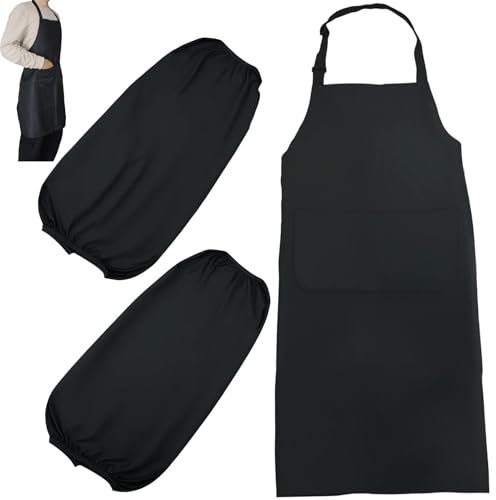 JRSHIRLEYLTD 1 pezzo grembiule grembiule da cucina nero uomo donna grembiule da cucina cinturino regolabile grembiuli da cucina impermeabili con 2 tasche grembiuli da griglia per chef (70 * 80 cm)