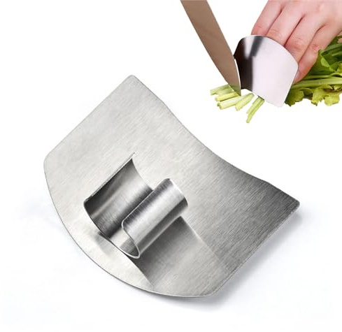 SOGHO Corte de protección para dedos de acero inoxidable, protección para los dedos, utensilios de cocina, protectores para cortar verduras, cuchillo de anillo ajustable, dedos para picar en la cocina
