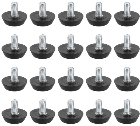 QUARKZMAN 20 Stück M6 Verstellbare Möbelfüße, verzinkter Kohlenstoffstahl 18mm Stellfüße Nivellierfuß Schraubfüße mit Gewindeschraube, Möbelgleiter Ersatz für Tisch, Stuhl, Möbelfüße