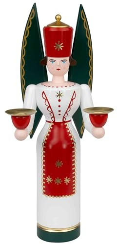 Seiffener Volkskunst Schalling | Lichterfiguren Erzgebirgsfiguren | Erzgebirgskunst Weihnachtsfiguren | Engel farbig 29 cm