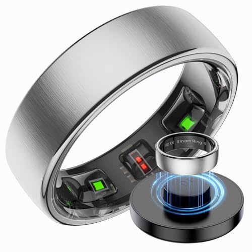 Smart Ring Edelstahl Smartringe für Herren Damen 5 ATM Wasserdicht Fitness Ring Tracker Android iOS Fitnessring Schlaftracker Pulsmesser Schlafring Fitnesstracker Schrittzähler Gesundheitsring