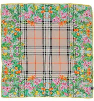 FRAAS Nickituch Damen aus 100% reiner Seide - Seidentuch kariert mit Dschungel-Muster - 51 x 51 cm - Powder Mint
