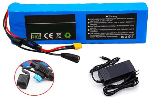 36V 10Ah 12Ah 14Ah 20Ah E-Bike Batteria Agli Ioni Di Litio Con 42V 2A Caricabatterie 13S6P Bicicletta Elettrica Scooter Batteria Incorporata BMS Per 250W 300W 350W 500W Motore 36V 10Ah,XT60 Plug