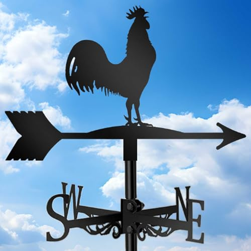 IXPIUZB Banderuola Segnavento Gallo Metallo, Segnavento retrò a Forma di Gallo Paletto da Giardino Indicatore di Direzione del Vento per Capannoni, Tettoie, Cortili, Decorazioni da Giardino