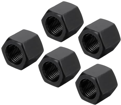 sourcing map M14 x 1.5mm Pitch Hex Coupling Nuts, 5Pcs 20mm/ 0.8 Length Grade 10.9 Carbon Steel Fully Threaded Rod Coupling Nut Stud Fine Thread Pipe Connector Fasteners, Black