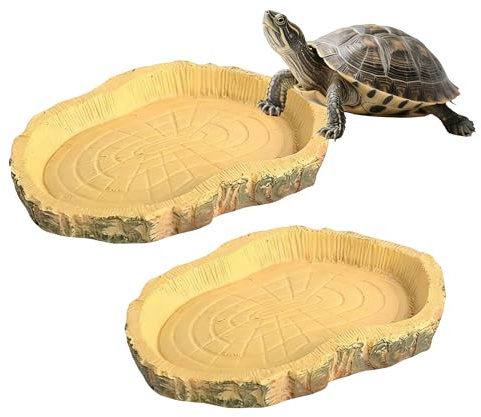 Tsangbaby 2 Stücke Wasserschale Terrarium, Schildkröten zubehör, Reptilien Wasserschale, Futterschale, Terrarium Trinkschale, Wassernapf, Landschildkröten Zubehör für Schildkröte Schlange Gecko