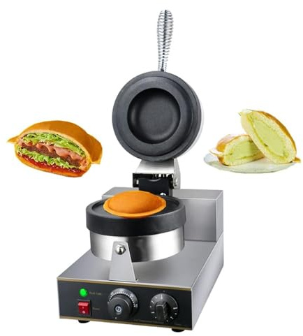 Electric Waffle Maker, Round Hamburger Waffle Maker for Home Use, Adjustable Temperature 50-300°C, Perfect for Commercial Waffle Cooking