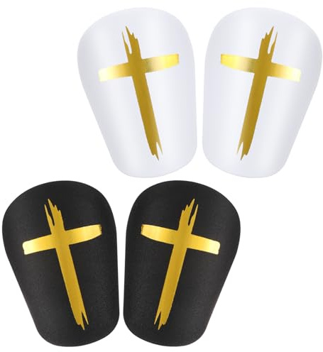 2 Paar Mini Schienbeinschoner, Schienbeinschoner Mini 8 x 5 cm mit Kreuz Schutz, Verstellbar & Bequem für Training & Wettkampf, Ideal für Kinder und Erwachsene