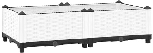 HaoChrymec Fioriera Rialzata, in Polipropilene con Design Elegante, Cassone per Orto Rialzato, Aiuola Rialzata da Esterno, per Giardino, Balcone, Terrazzo, Colore Bianco, 80x40x23 cm