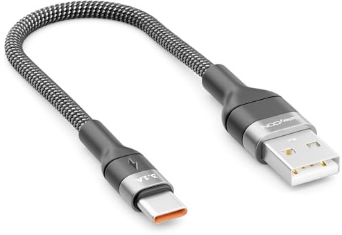 deleyCON 0,15m USB-C Kabel 3.1A USB-A auf USB-C | Kurzes 15cm, Ladekabel Datenkabel für iPhone 17/16/15 Pro Max Air, Galaxy A16/A56/S26/S25/S24/S23, Pixel, iPad, PS5