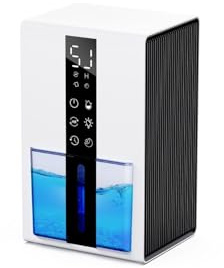 Deshumidificador Electrico de Alta Capacidad 1,8L | Deshumidificador Bajo Consumo con 2 Niveles + 2 Modos | Descongelación Inteligente | Programación de 6-48H & Luz RGB | Funcionamiento Silencioso