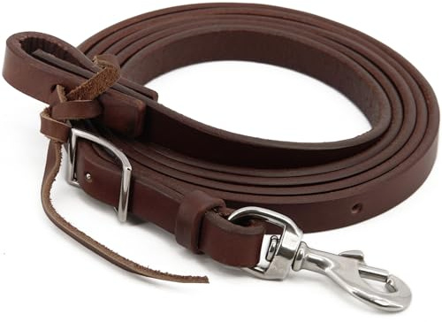 Jeereal Western Roper Rein,Mecates Reins, Round Trail Rein,Stainless Steel Hardware (Harness Leather, 5/8 x 7')