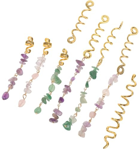 Hohopeti 80pcs Stone Hair Charms Natural Stone Pendants for Braids Dreadlock Jewelry Hair Cuffs for Women Parties Everyday Use Braid Decorations