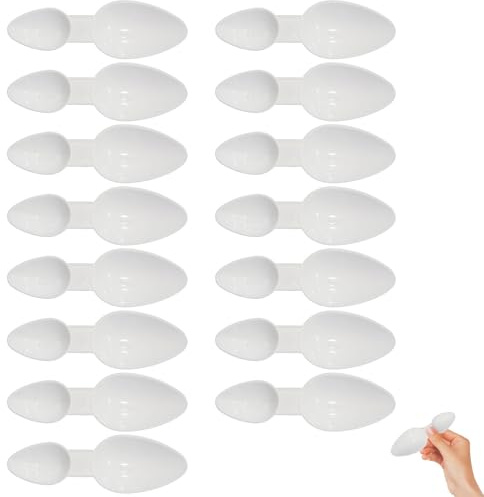 5ml/2.5ml Doppelseitige Plastiklöffel, 15 Stück Wiederverwendbarer löffel, Doppelseitige Mini-Löffel für Protein, Milch, Kaffee, Waschpulver, Kochen, Zuhause und Büro (Weiß)