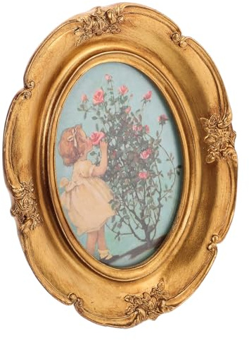 BESPORTBLE Cadre Photo Ovale en Résine Style Vintage 10X15 CM Adapté pour Décorer un Bureau Suspendu